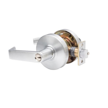 Trans Atlantic Co. Heavy Duty Brushed Chrome Grade 1 Commercial Cylindrical Storeroom Door Handle with Lock DL-LHV80-US26D